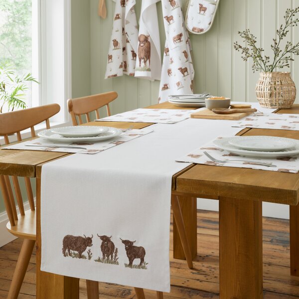 Catherine Lansfield Angus Highland Cow 33cm x 220cm Runner Natural