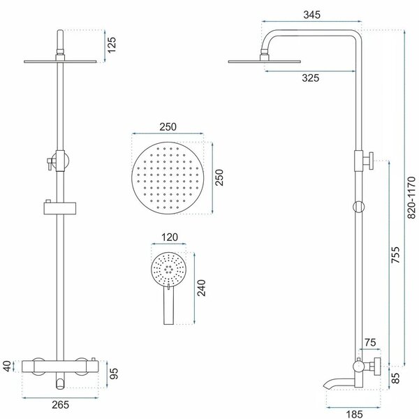 Thermostatic shower system Rea Lungo Chrome