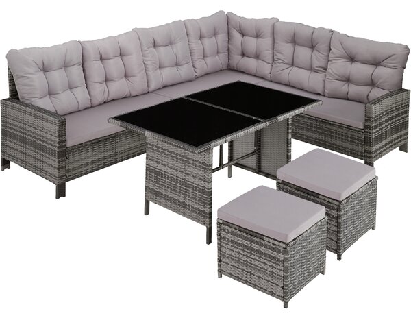 Tectake 404398 barletta rattan garden furniture set - grey/light grey