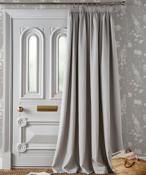 Laura Ashley Stephanie 66 x 84 Ready Made Pencil Pleat Door Curtain Steel