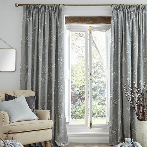 Laura Ashley Pussy Willow Ready Made Curtains Steel