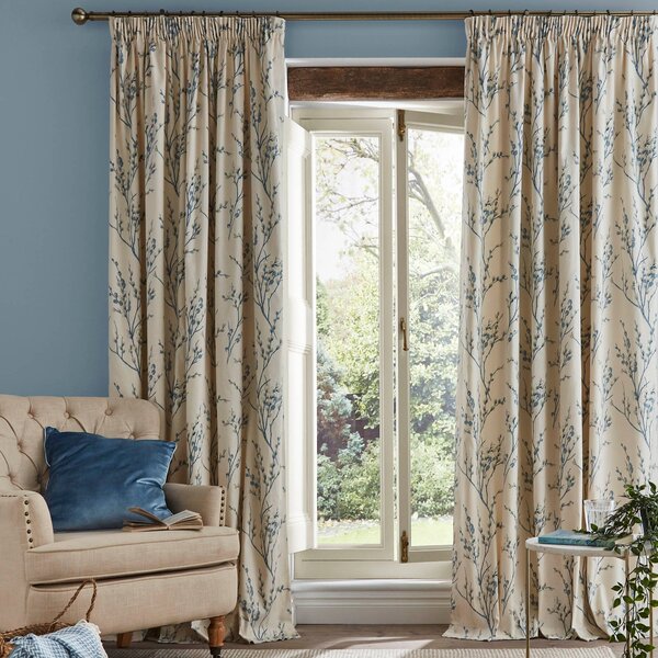 Laura Ashley Pussy Willow Ready Made Curtains Off white-Seaspray