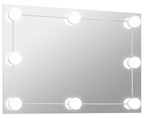 Wall Mirror with LED Lights Rectangular Glass