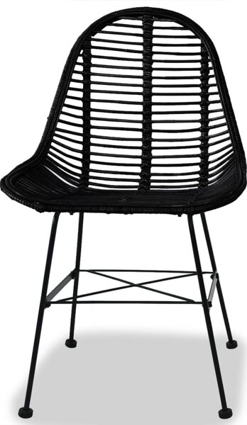 Dining Chairs 4 pcs Black Natural Rattan