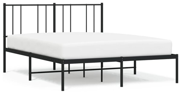 Metal Bed Frame without Mattress with Headboard Black 120x190cm