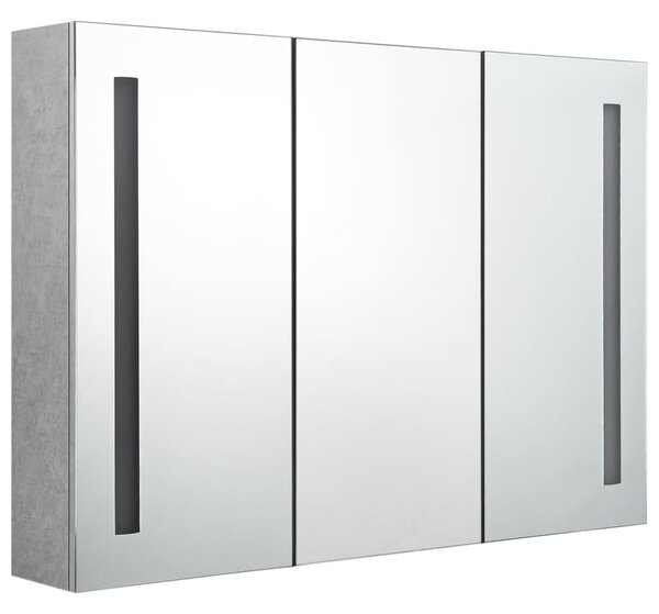 LED Bathroom Mirror Cabinet Concrete Grey 89x14x62 cm