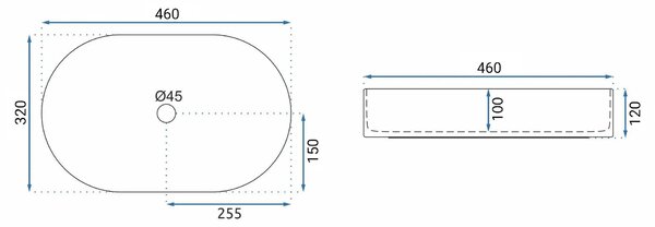 Ceramic Countertop Basin Rea Nadia 46