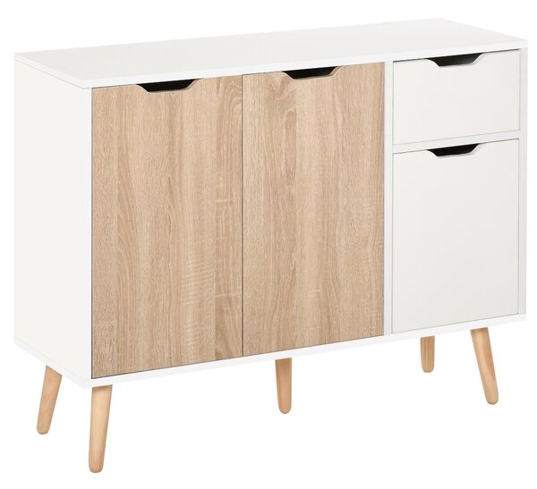 HOMCOM Sideboard Floor Standing Storage Cabinet with Drawer for Bedroom, Living Room, Home Office, Natural Aosom UK